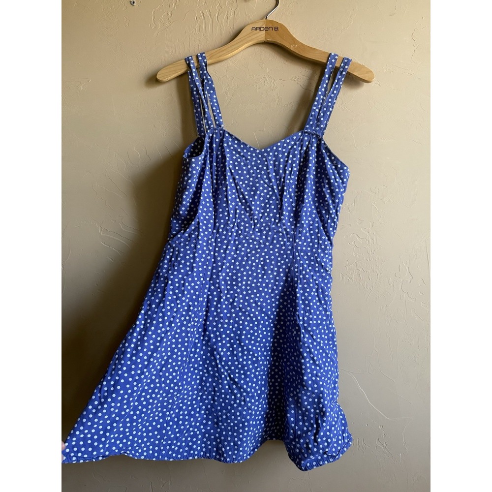 Vintage Blue‎ Polka Dot Mini  Small Back Zipper Tank Dress